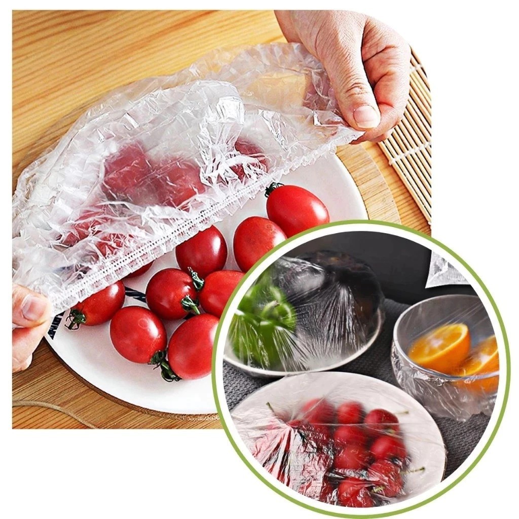 100 pçs/conjunto filme 10-28cm de diametro plástico descartável PE, capa transparente minimalista para alimentos para