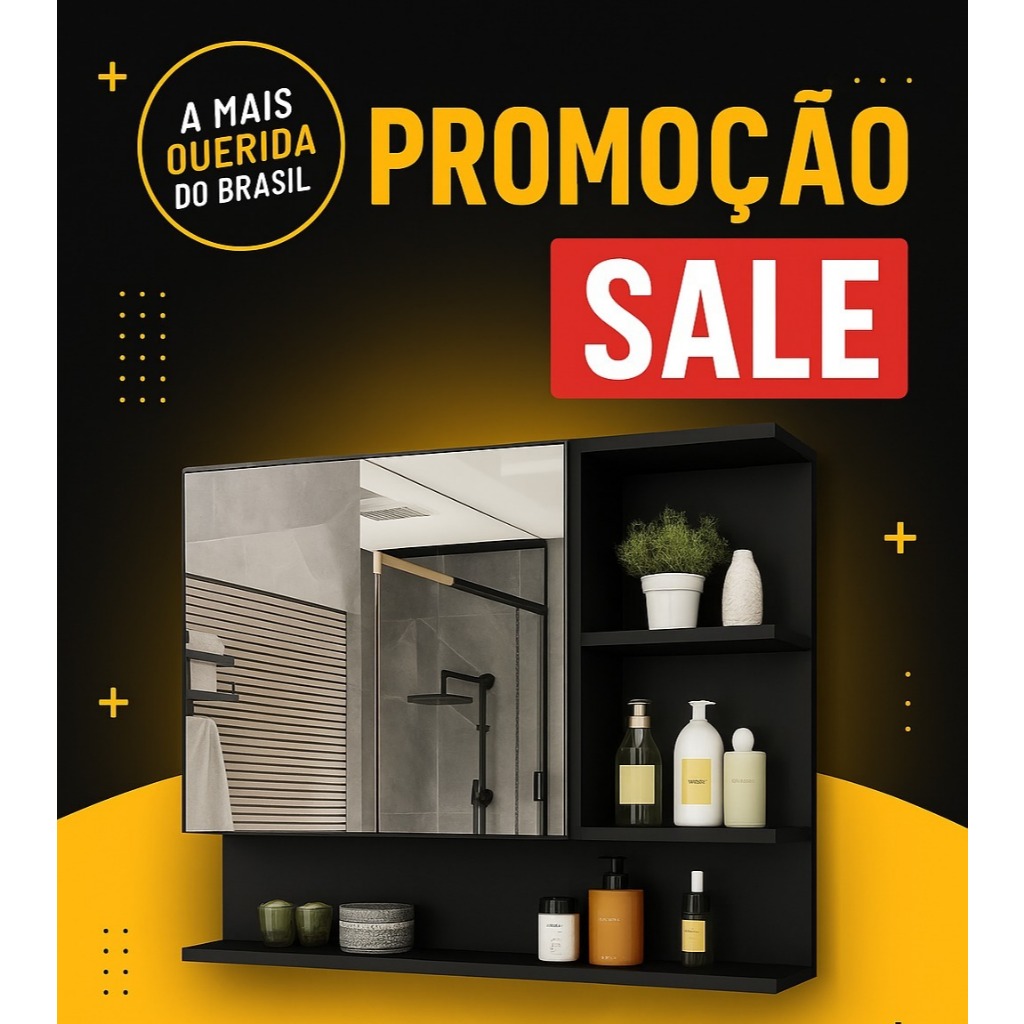 A MAIS QUERIDA DO BRASIL!  Armário Espelheira com Porta Cleopatra - VÁRIAS CORES
