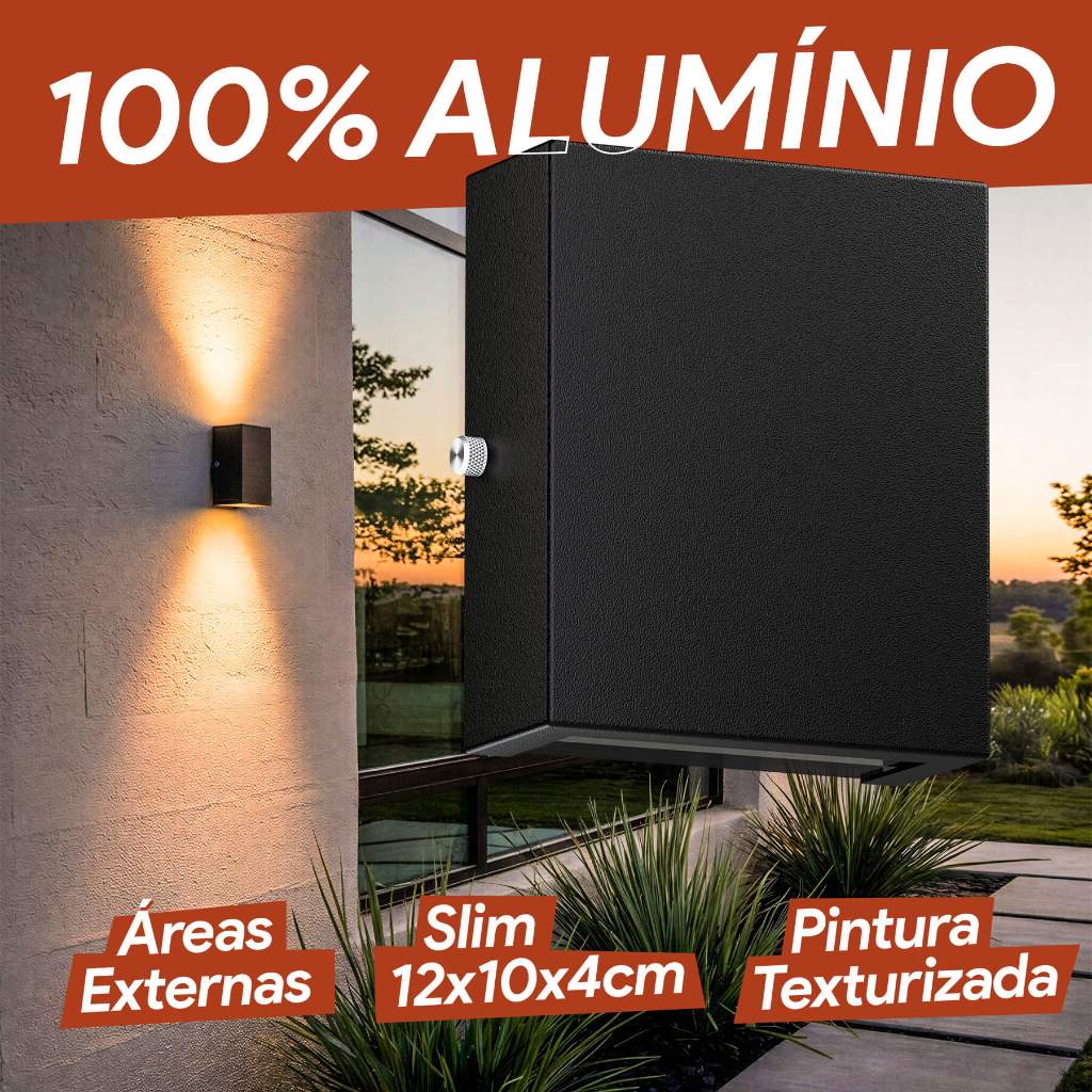 Arandela Externa Slim em Alumínio 2 Focos Alumínio Externa MF143