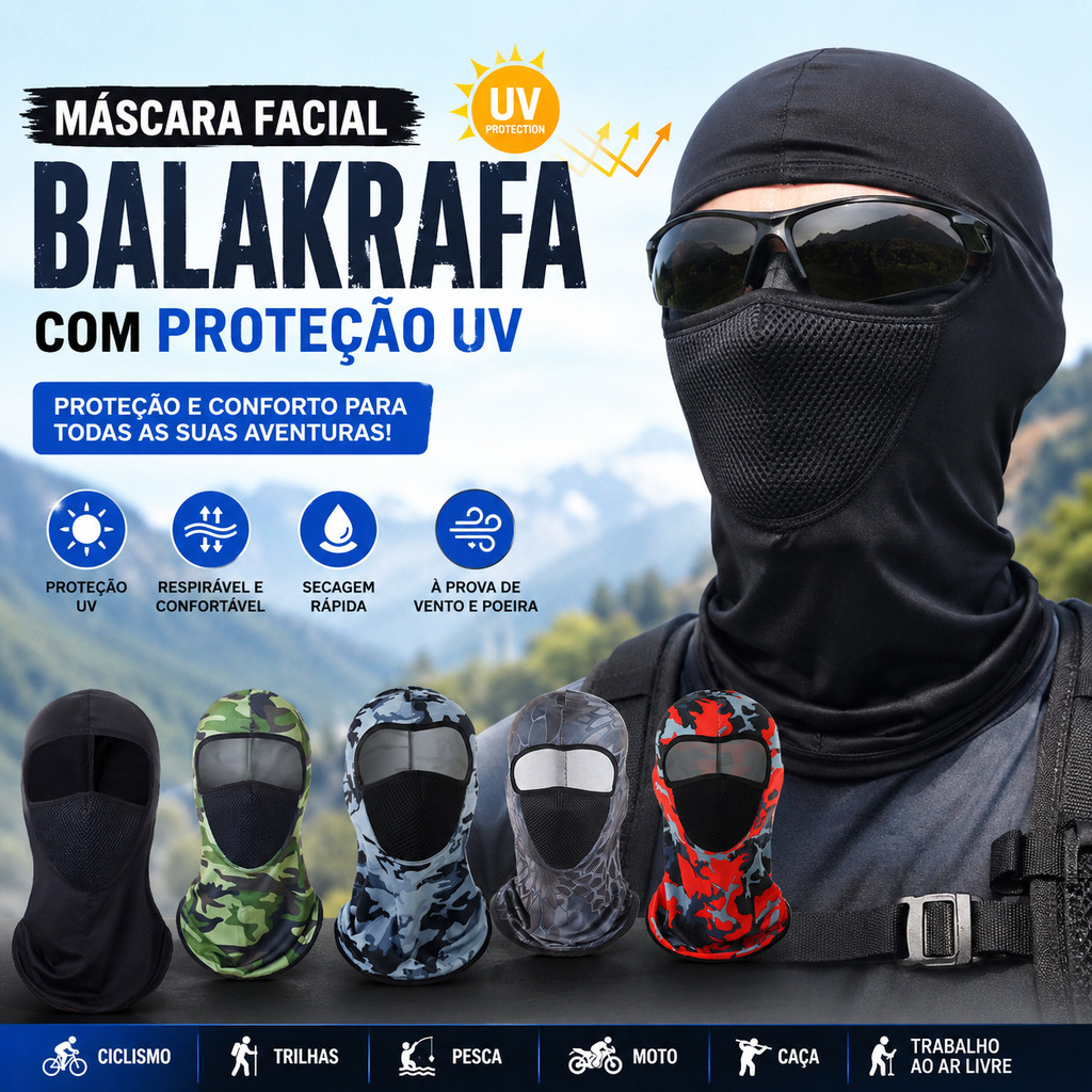Balaclava Proteção Uv Máscara De Ciclismo De Pesca Capacete Facial Esportes Ao Ar Livre