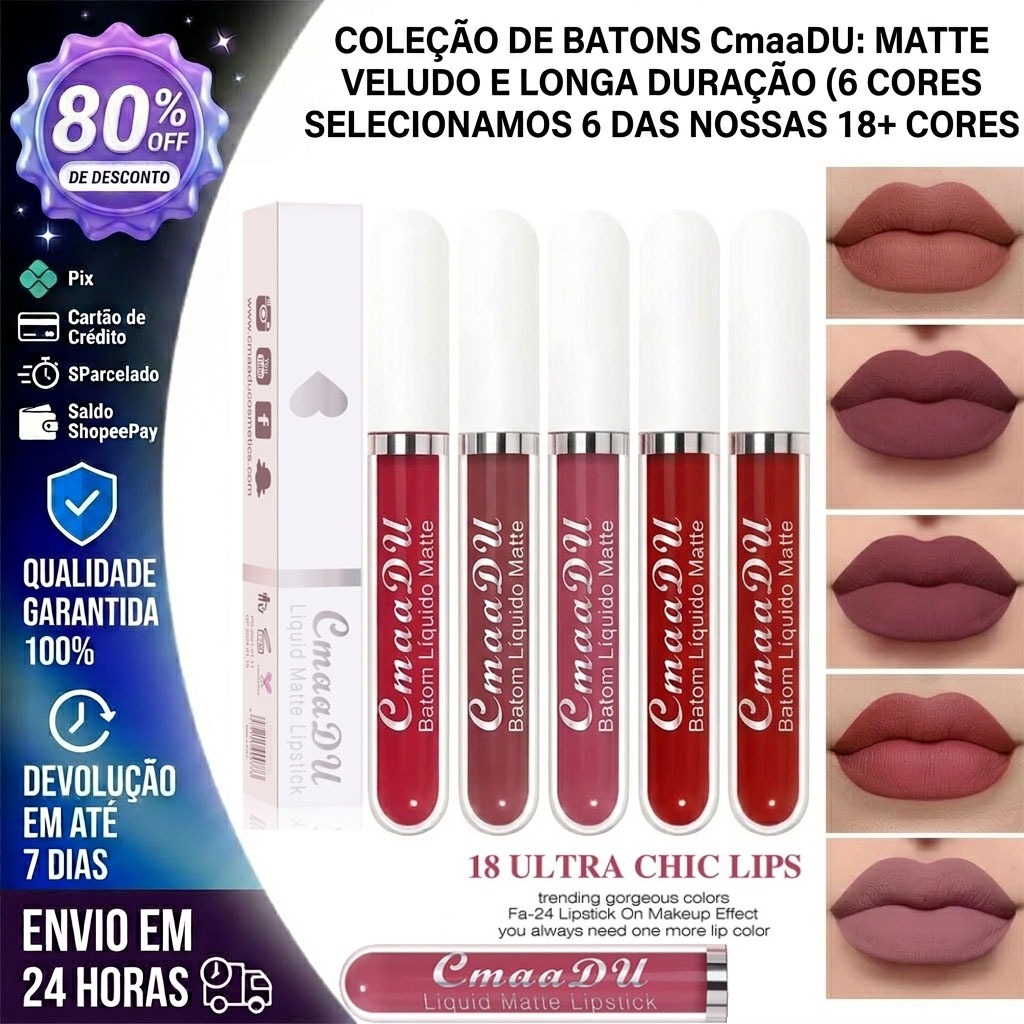 Batom Gloss Cores Veludo Fosco À Prova D'água Batom De Longa Duração 18 cor