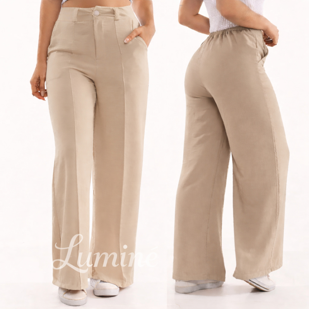 Calça GG Feminina Pantalona Wide Leg Duna com Botão Tendência 2026