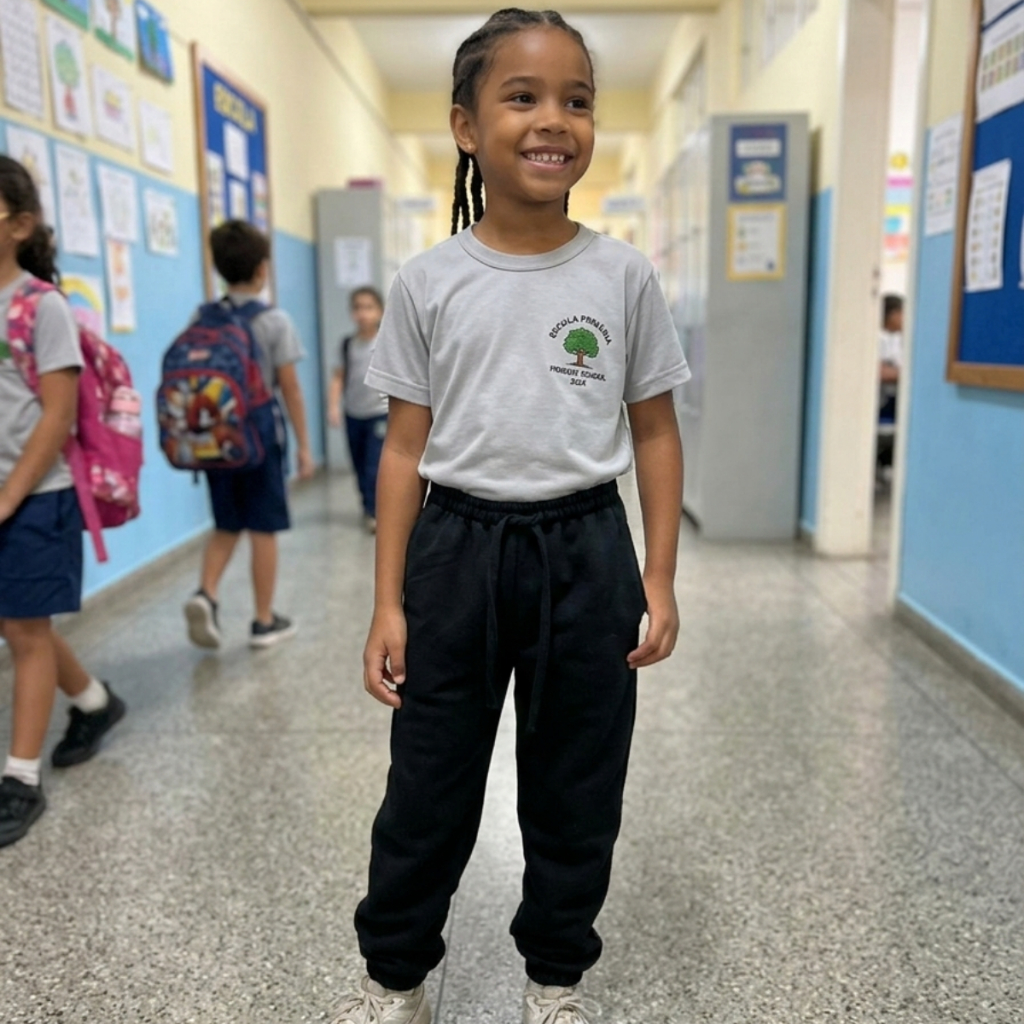 Calça Moletinho Infantil C/ Punho Elástico Na Cintura Outono/Inverno Criança