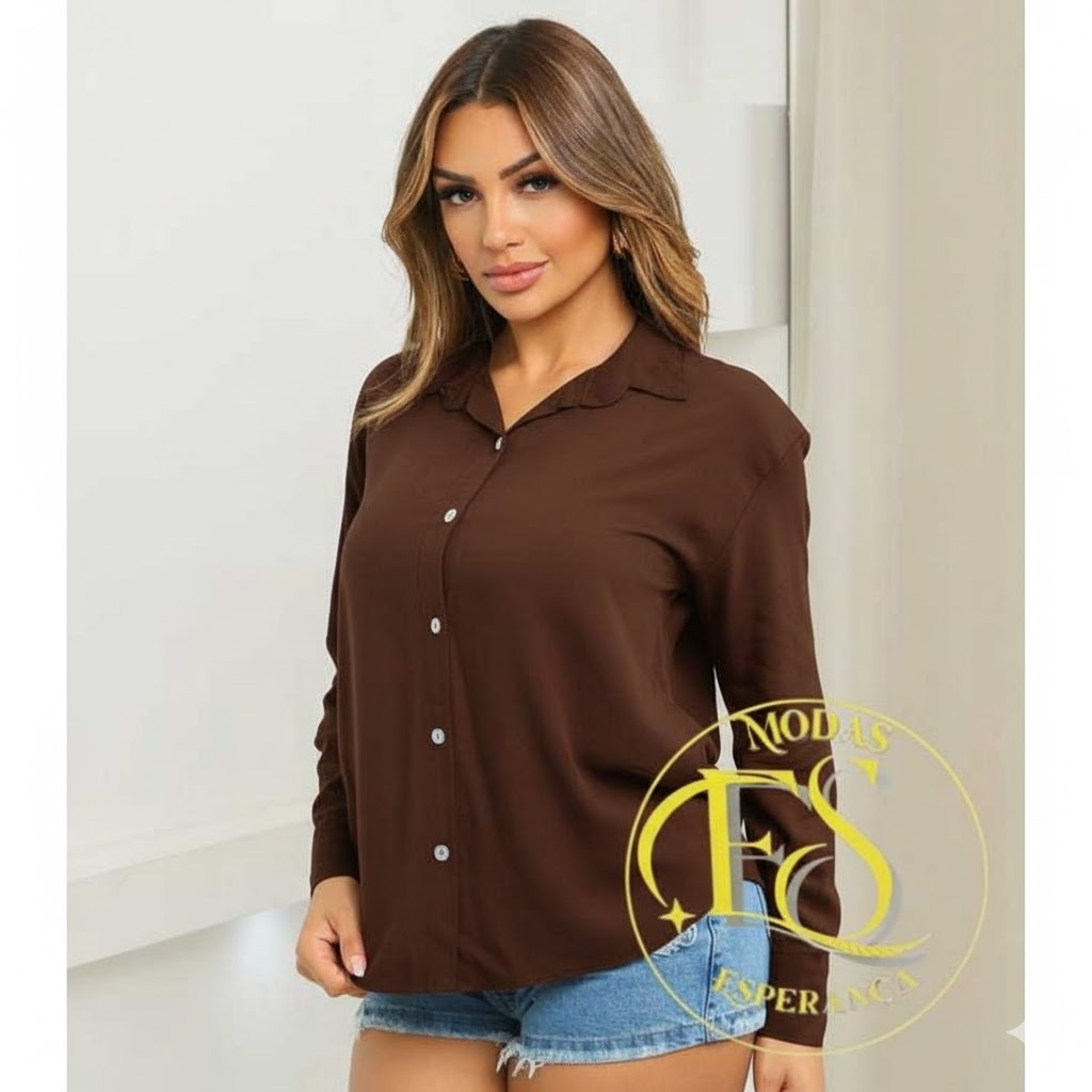 Camisa Social Casual Feminina LISO Manga Longa material viscolinho de P.38 até G3.52