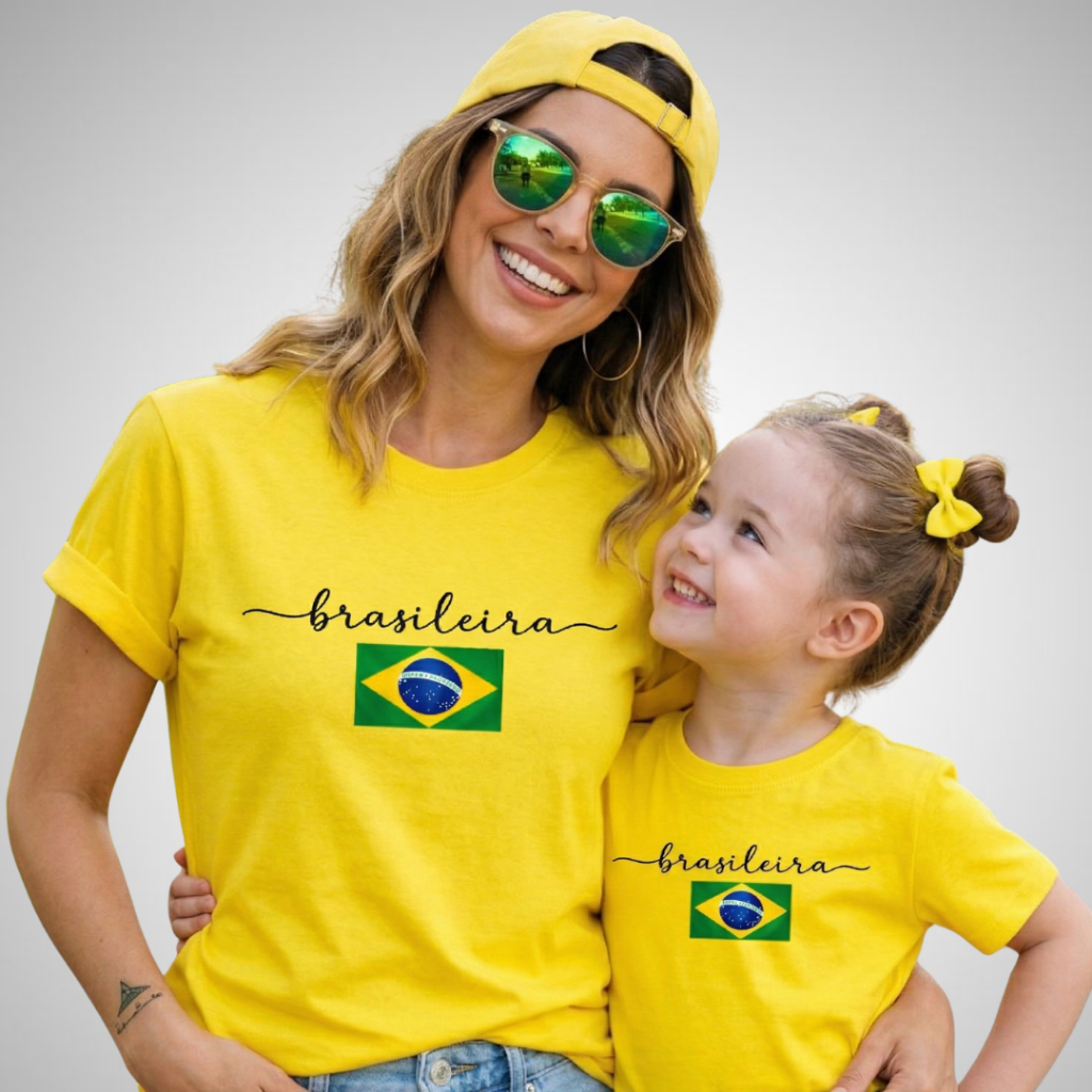 Camiseta Brasileira Infantil e Adulto T-shirt Tal Mãe Tal Filha Brasil PROMOÇÃO (VENDA POR UNIDADE)