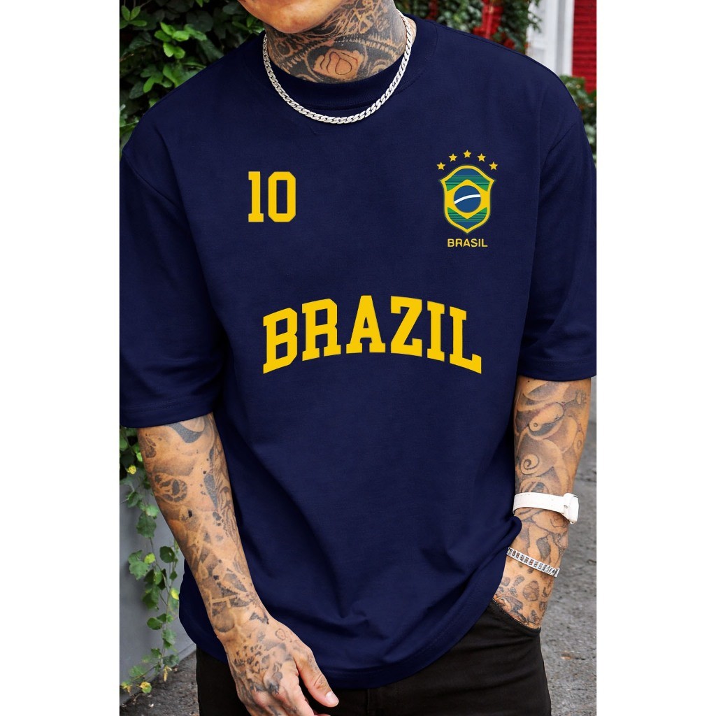 Camiseta Estampada Brasil 100% Algodão Unissex Fio 30.1 Premium