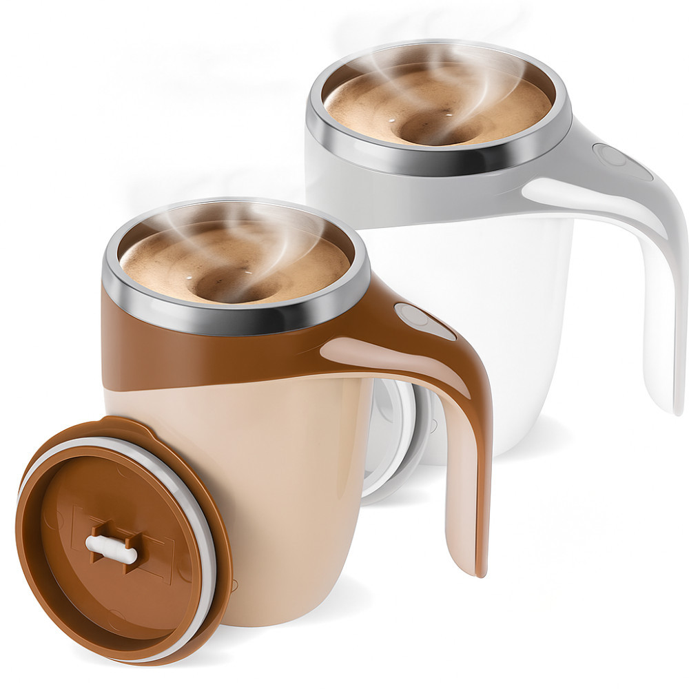 Caneca Térmica Copo Magnética Misturador De Bebidas Mixer Café Shake 380ml Suco Elétrica Recarregável