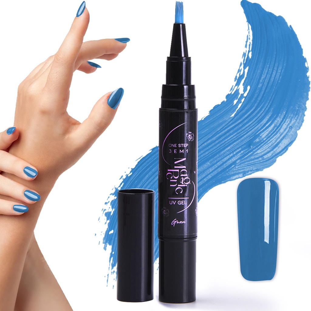 Caneta Esmalte Gel 3 em 1 Gwen LED/UV Base Top Coat - Mecanismo de Torção Prático