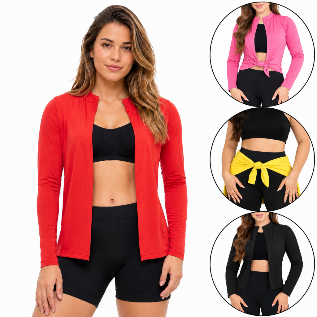 Cardigan Feminino UV50+ Casaquinho Academia Proteção Solar Dry Fit
