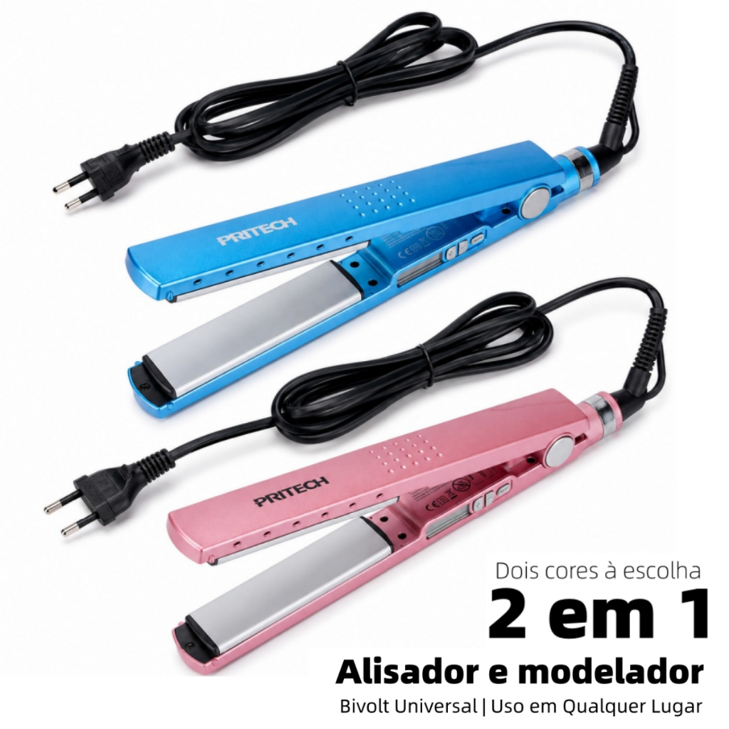 Chapinha Prancha de Cabelo Alisadora Nano Titanium Bivolt 110/220w LCD Display Profissional
