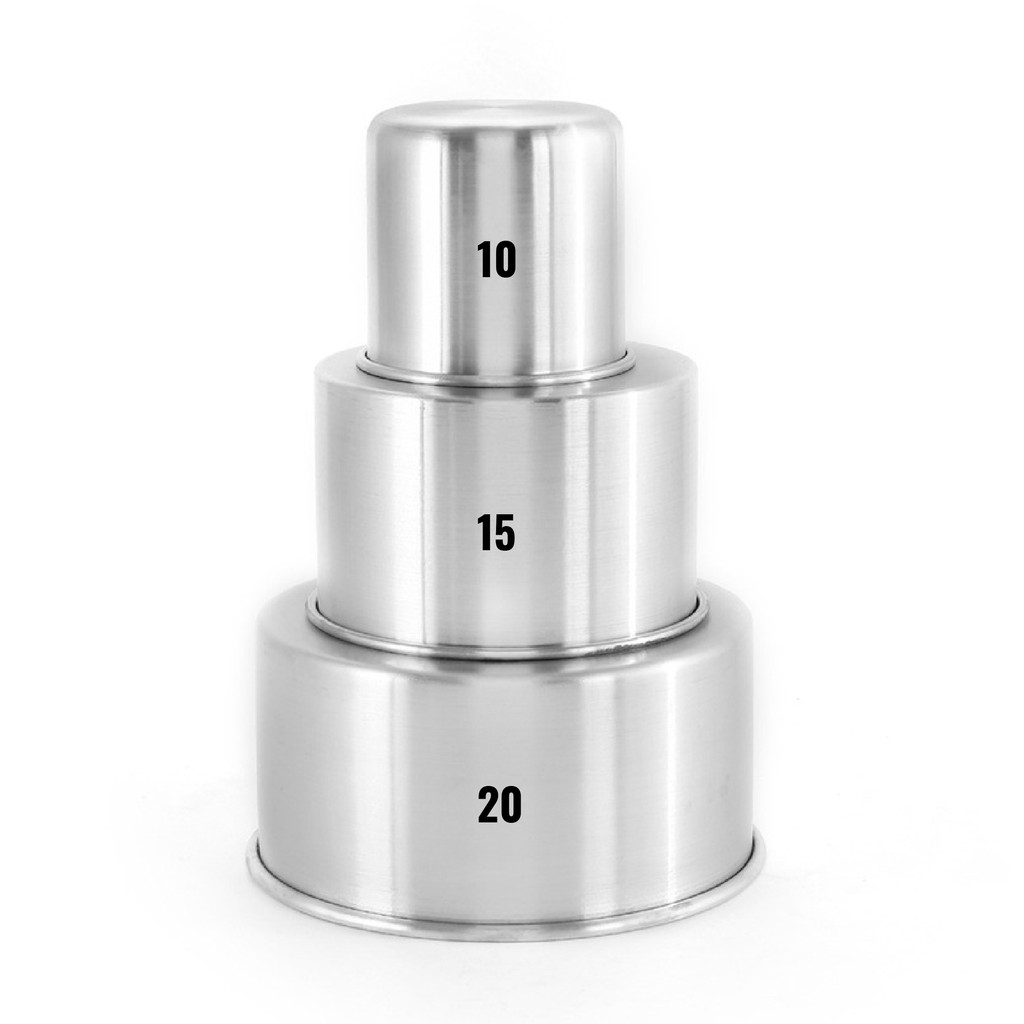 CONJUNTO  3 Forma Assadeira Bolo REDONDA ALTA  10 / 15 / 20 x 10 cm Aluminio - F40-1