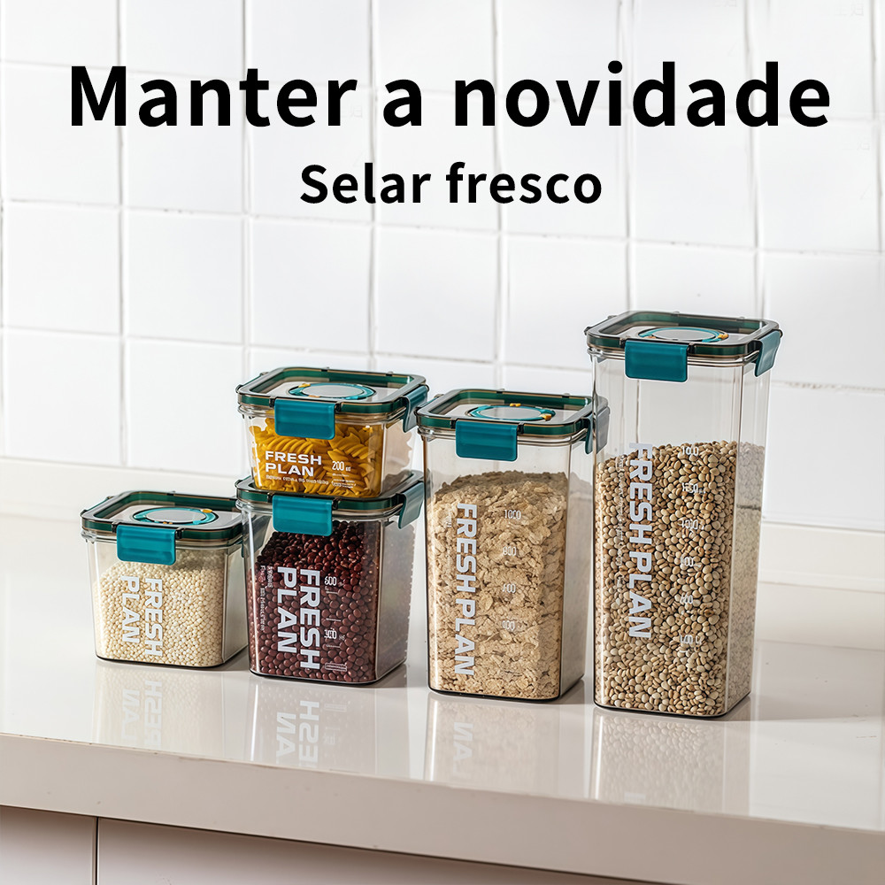 Conjunto de 5 Peças Recipiente Hermético de Acrílico, Multifuncional À Prova de Vazamentos para Especiarias e Ervas