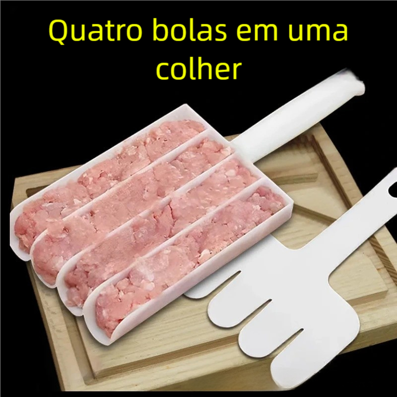 Conjunto de Molde de Almôndegas de 4 Linhas - Plástico Criativo para Peixe e Carne Frito