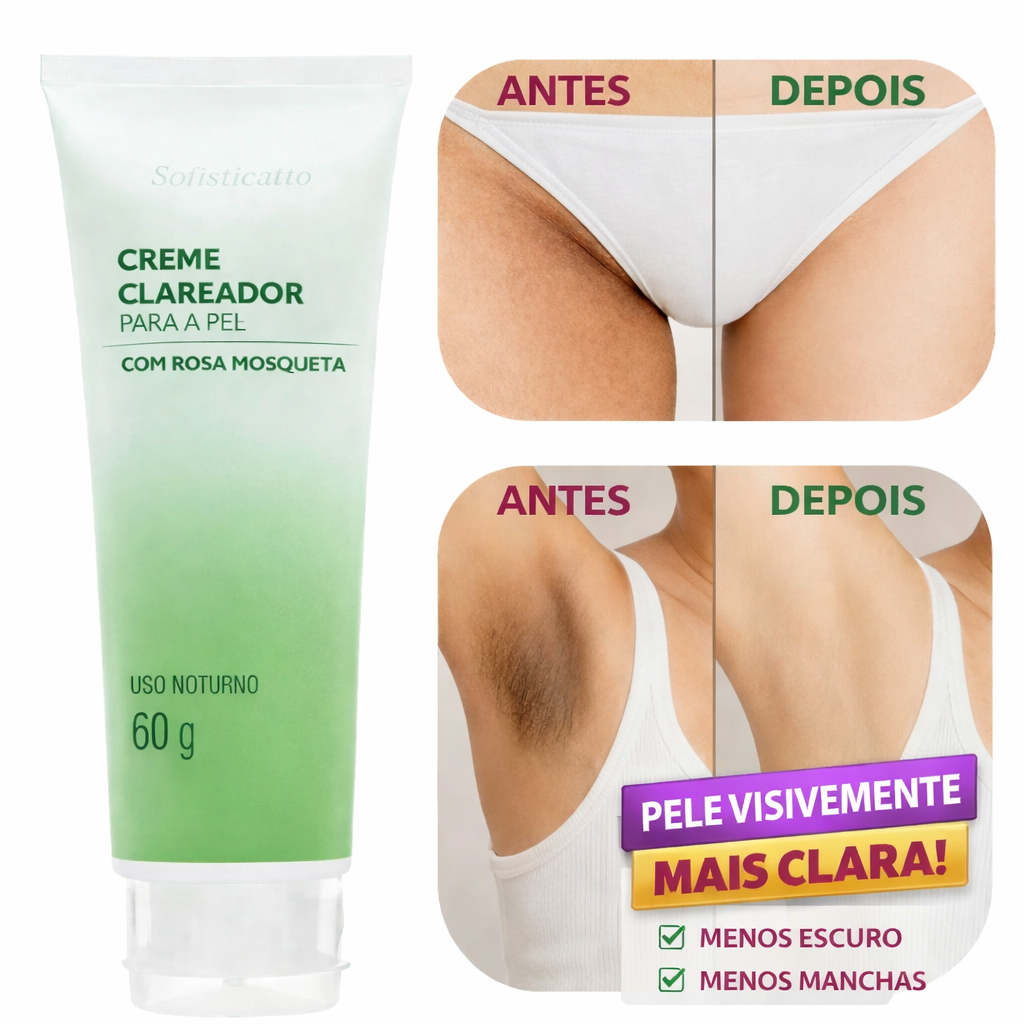 Creme Clareador Axila, Virilha e Rosto com Rosa Mosqueta  Clareamento Profissional