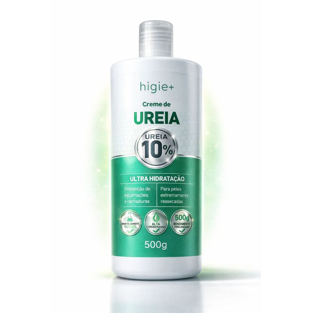 Creme de Ureia 10% Higie+ 500g Hidratação Profunda Para Todo o Corpo, Cotovelo e Pés