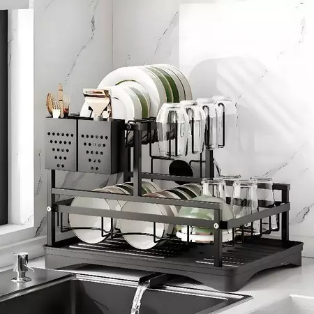 Escorredor de Louças Rack Aço Carbono Organizador Preto
