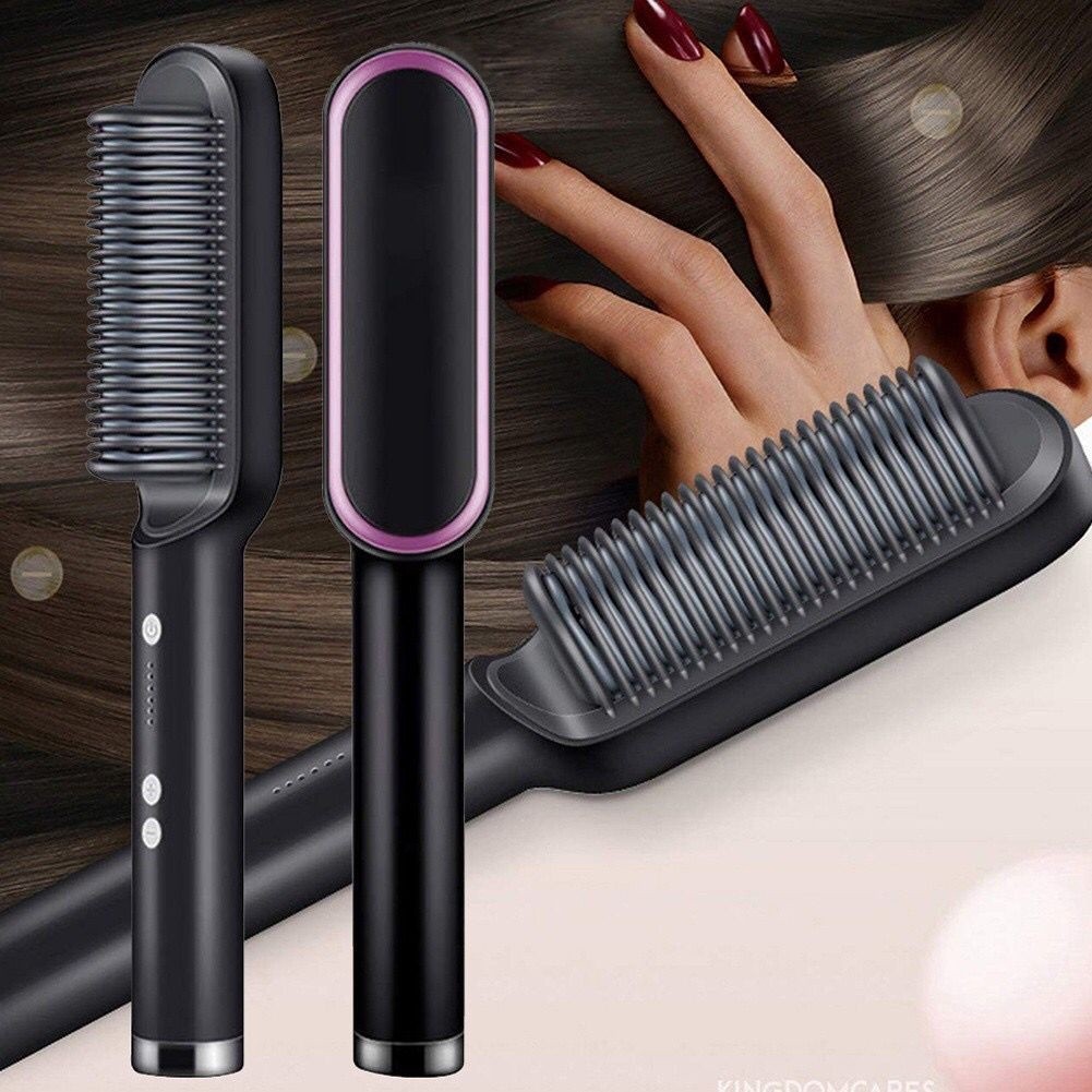 Escova Alisadora Bivolt 5 em 1 Alisa, Hidrata, Modela, Alinha e Anti-Frizz