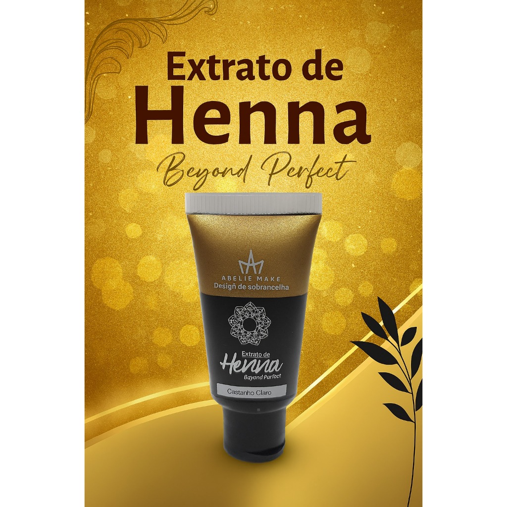Extrato de Henna Pronto para Uso Desing Sobrancelha Henna Castanho Claro 15g Pigmento Dura Até 24h Na Pele