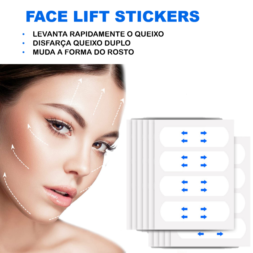 Fita Facial Invisível Lifting Antirrugas Antienvelhecimento Adesivo Estica a Pele Disfarça as Rugas