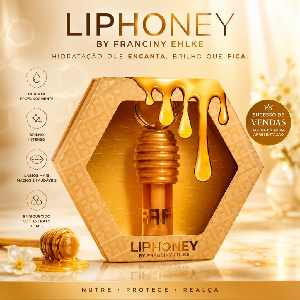 Gloss Labial Lip Honey Hidratante 3,5ml Com Aroma de Mel Brilho Intenso