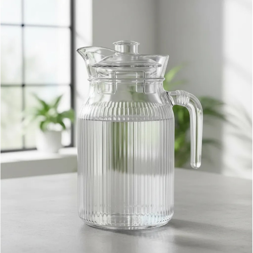 Jarra De Vidro Com Tampa Aclilica 1,2 Litro Agua Suco Vinho