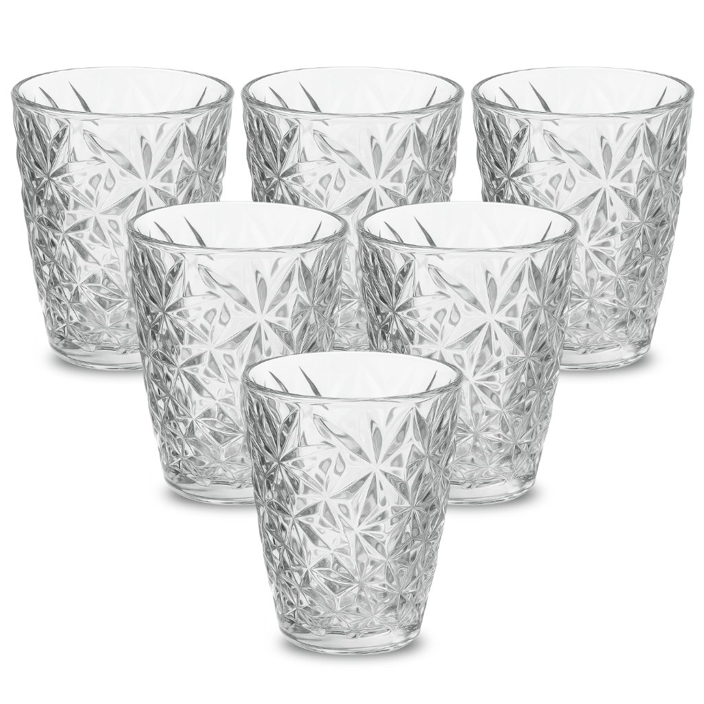 Jogo 6 Copos de Vidro Transparente 300ml Vidro Grosso Luxo