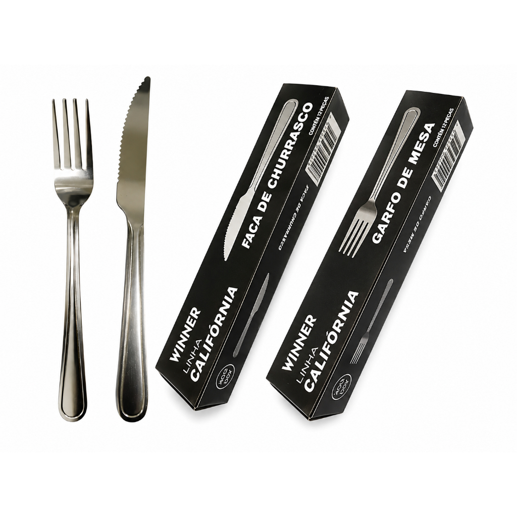 Jogo Garfo Faca Inox 24 Peças Bar Restaurante Buffet Talher