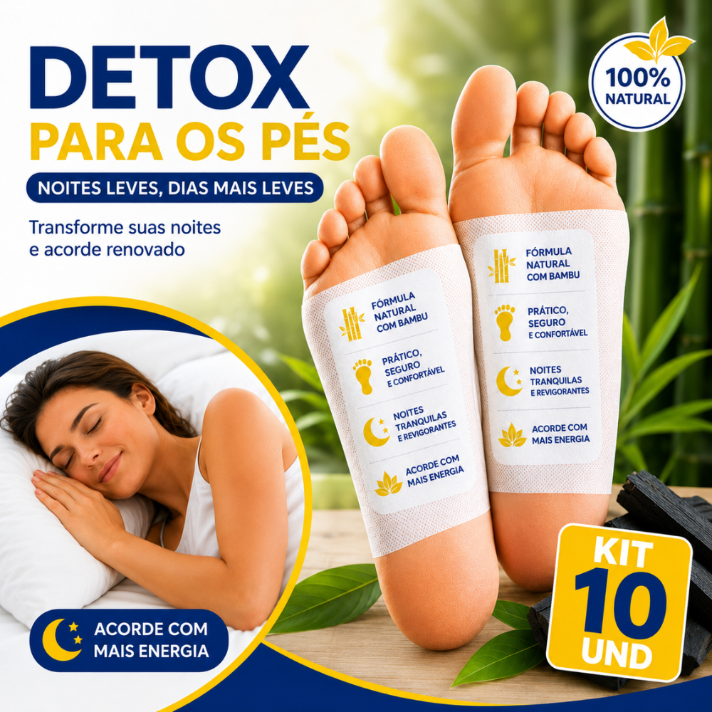 Kit 10 Detox Para os Pés Elimina Impurezas Alívio Relaxamento - Adesivo Remove Toxinas e Inchaço