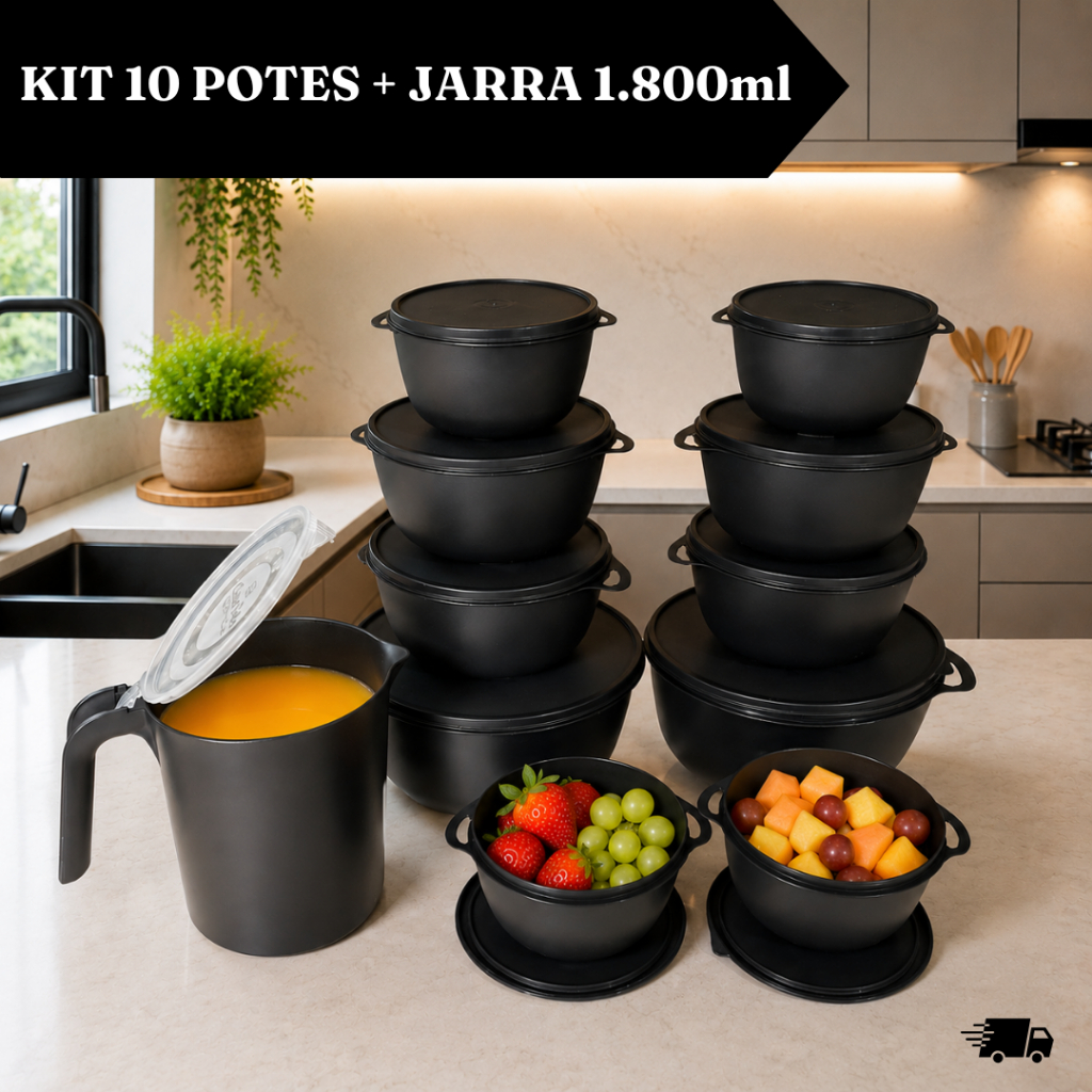 Kit 10 Potes Bowl + Jarra 1.800