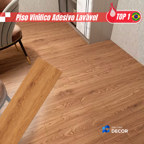 Kit 100 Placas Piso Painel Revestimento Auto Colante Mdf Vinílico Adesivo Lavável Madeira 45x11-cm