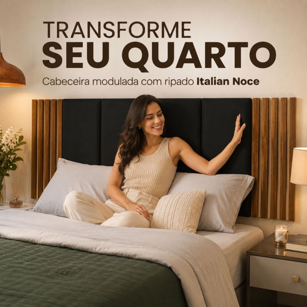 Kit 12 Peças Cabeceira Modular + Painel Ripado MDF Para Cama Box Casal King Queen - Envio Full