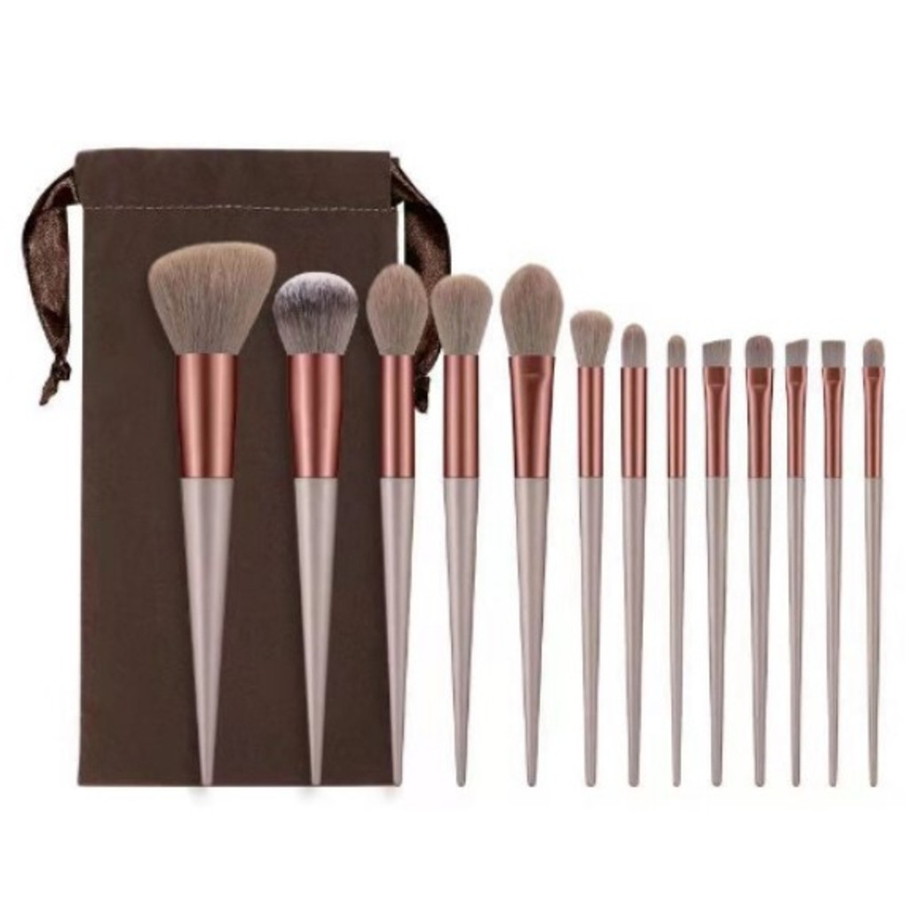 Kit 13 Pincéis de Maquiagem Profissional | Kabuki Contorno, Base, Olhos e Precisão