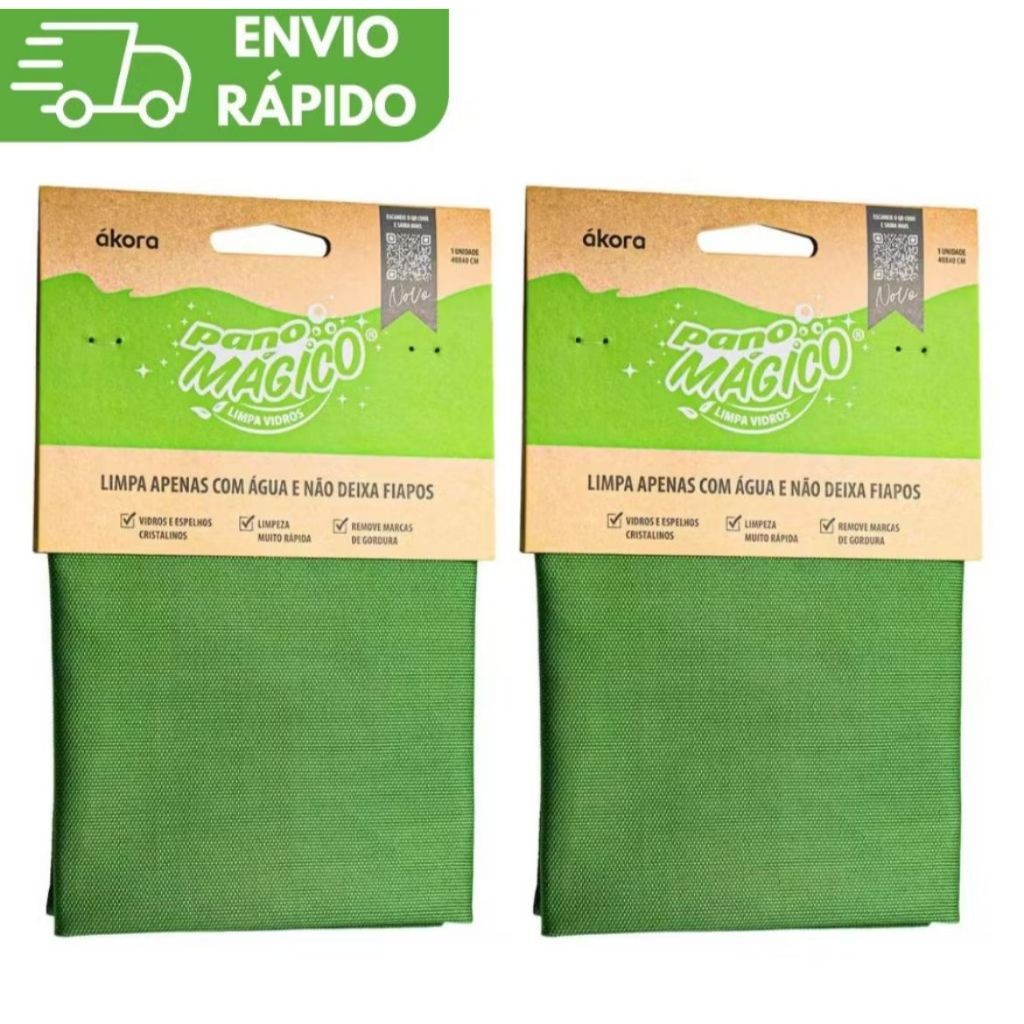 Kit 2 Panos Mágico Limpa Vidros Ákora Original – Poliéster e Poliamida (Limpando Fácil Só com Água!)