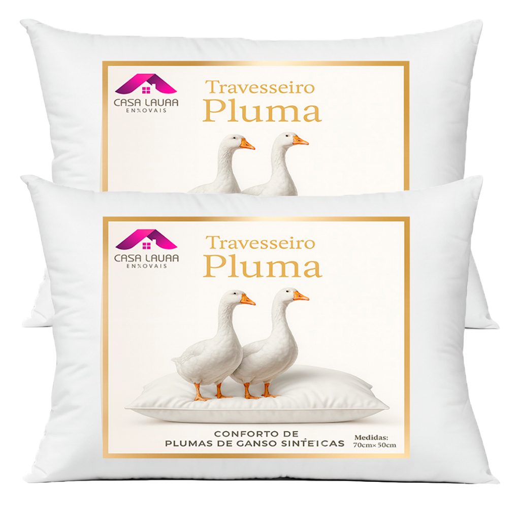 Kit 2 Travesseiros Pluma de Ganso 100% Toque Macio Promoção Imperdível Sintético