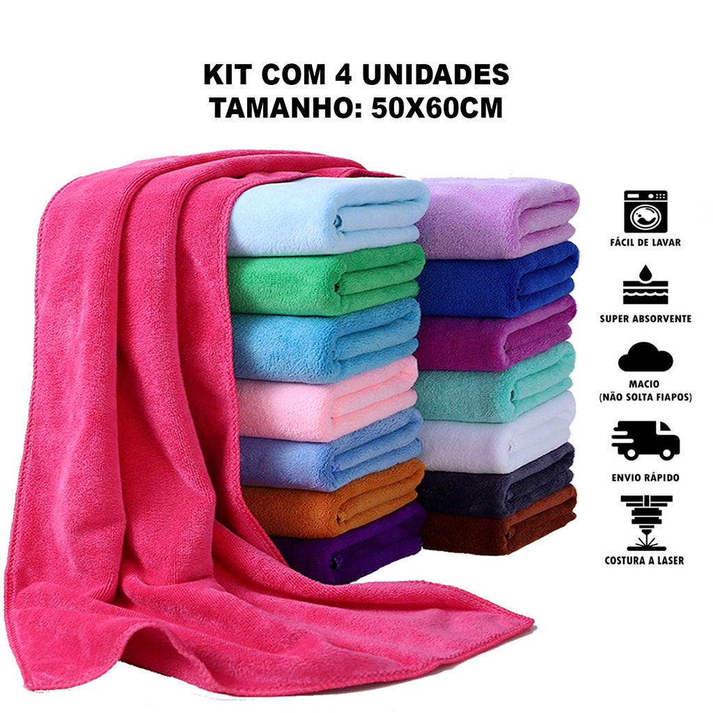 Kit 4 Panos Mágico de Microfibra para Limpeza 50x60cm