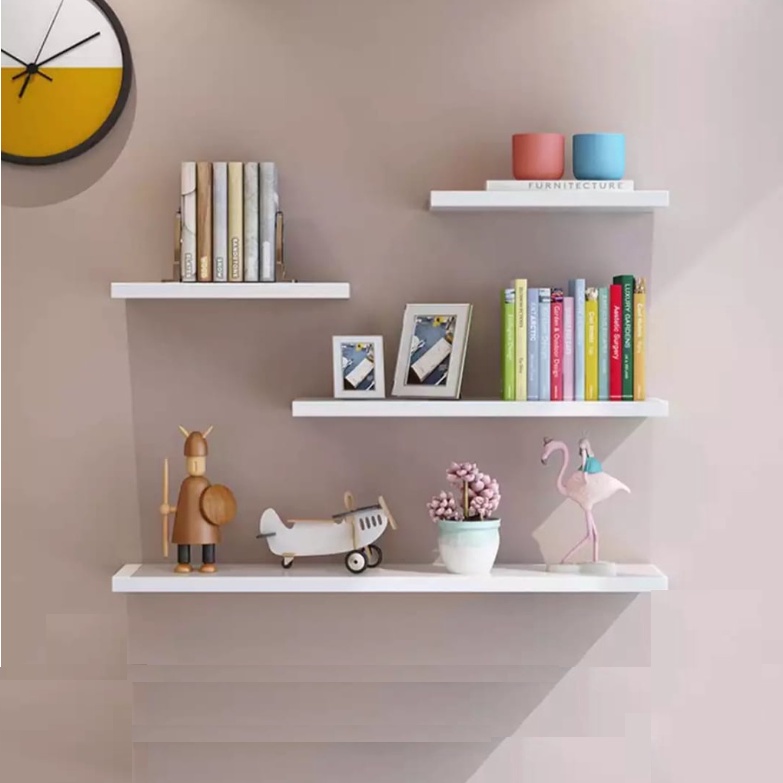 Kit 4 Prateleiras reta 20/25/30/35 nicho Mdf Branco Suporte decoração sala quarto banheiro escritório