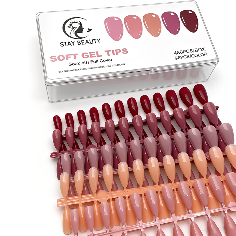 KIT 480 Uniades Unha Postiça Soft Gel Almond Bailarina Fosca Em Gel