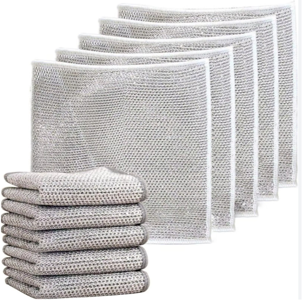 Kit 5 Panos De Limpeza Multiuso Fio Metálico - Malha Não Oleosa - Não Risca - Eficiência & Durabilidade na Limpeza.