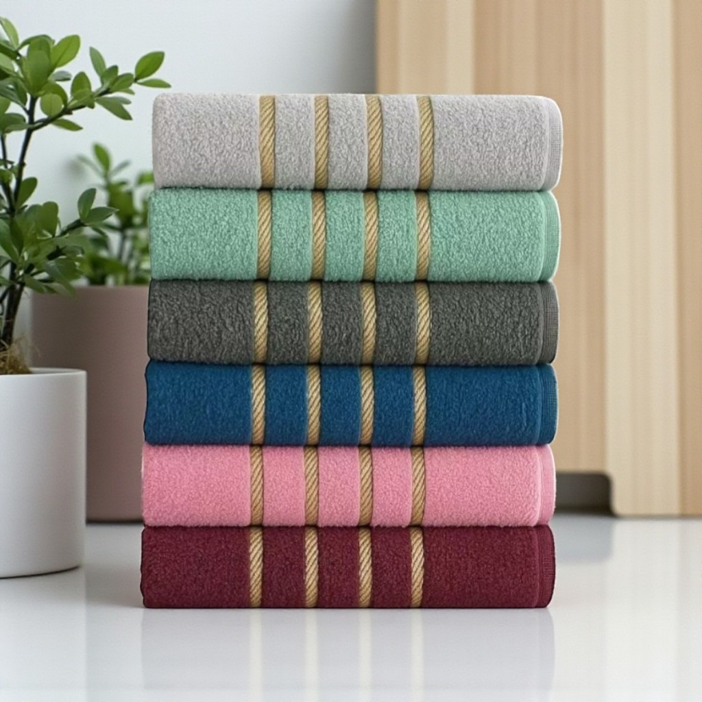 Kit 6 Toalhas Banho Dubai 100% Algodão 110x60cm Felpuda e Super Macia