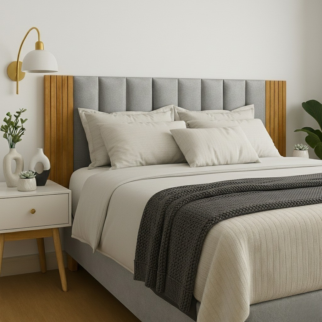 Kit Até 12 Painel Ripado + Cabeceira Estofada Modulada De Cama Casal King Queen Quarto Elegantecv