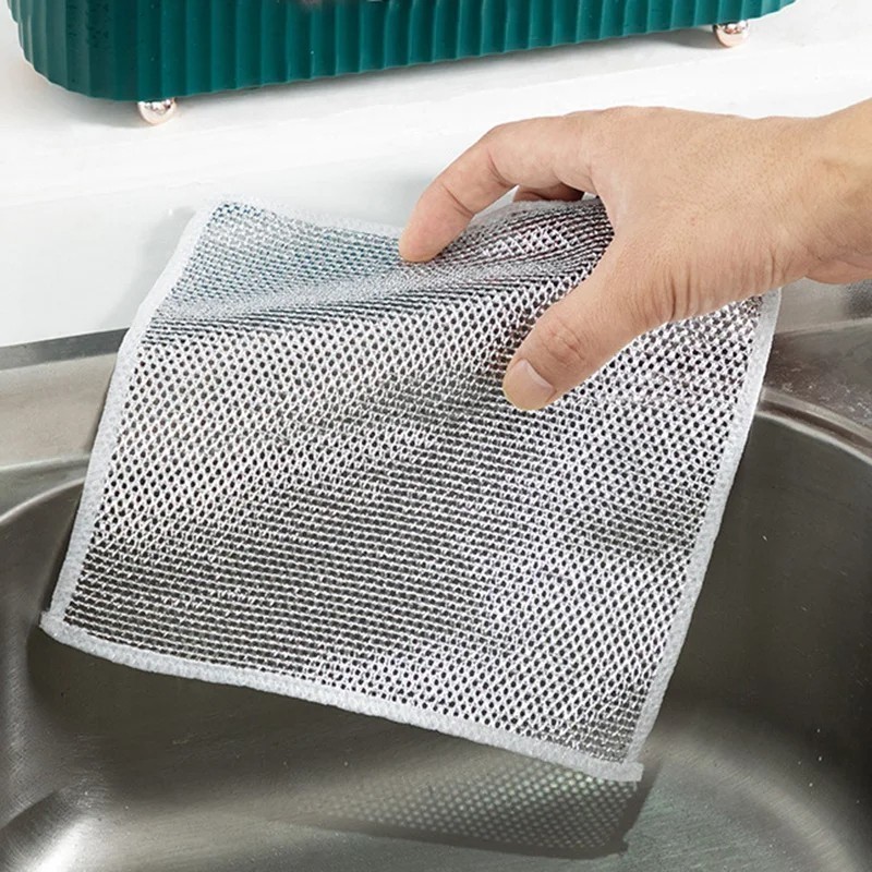 Kit Ate 20 Pano De Limpeza De Arame Metálico Malha Não Oleosa Fogão De Cozinha Prato & Panelas