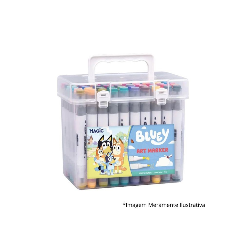 Kit Canetinha Touch Bluey 60 Cores Art Marker - Canetas de Ponta Dupla