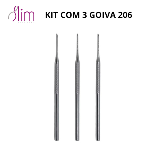 Kit com 3 Goiva 206 - Slim - Pedicure e Manicure - Aço Inox