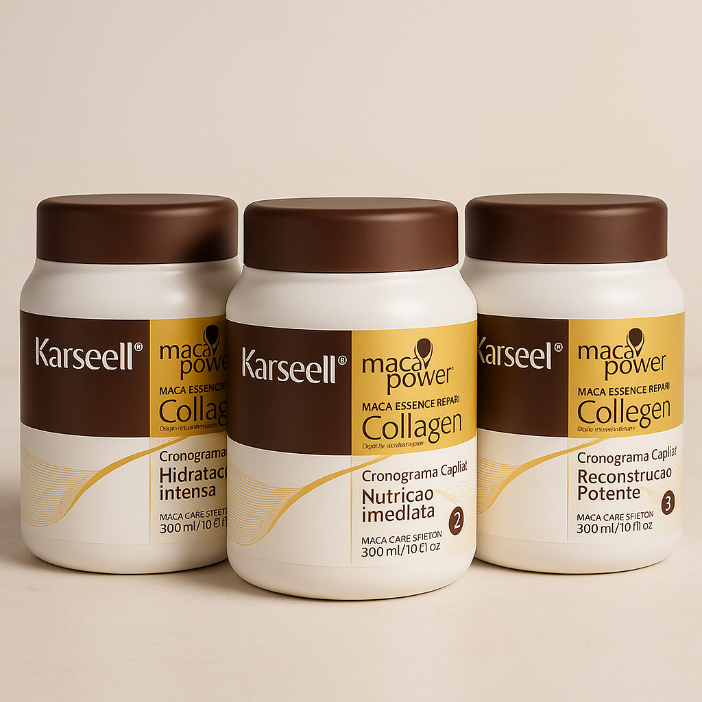 Kit Cronograma Capilar Completo Karseell – 3 Máscaras (Hidratação, Nutrição e Reconstrução)