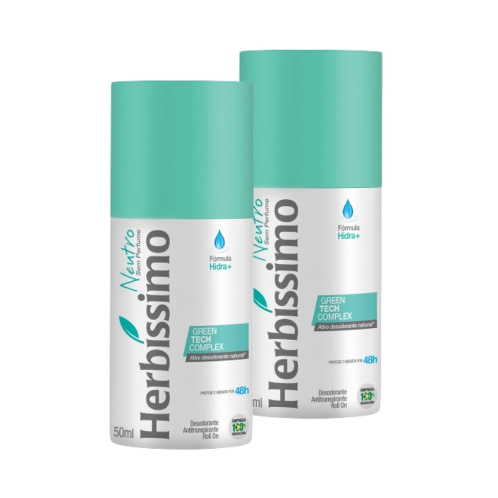 Kit Desodorante Roll-On Antitranspirante Herbíssimo Care Neutro 50Ml (2 unidades)