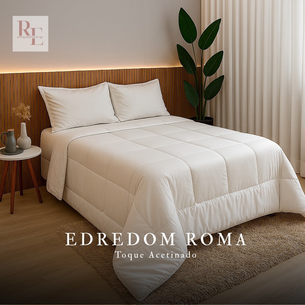 Kit Edredom Casal King Gigante 2,80x2,40 Roma | 400 Fios Dupla Face + 2 Fronhas | Micropercal
