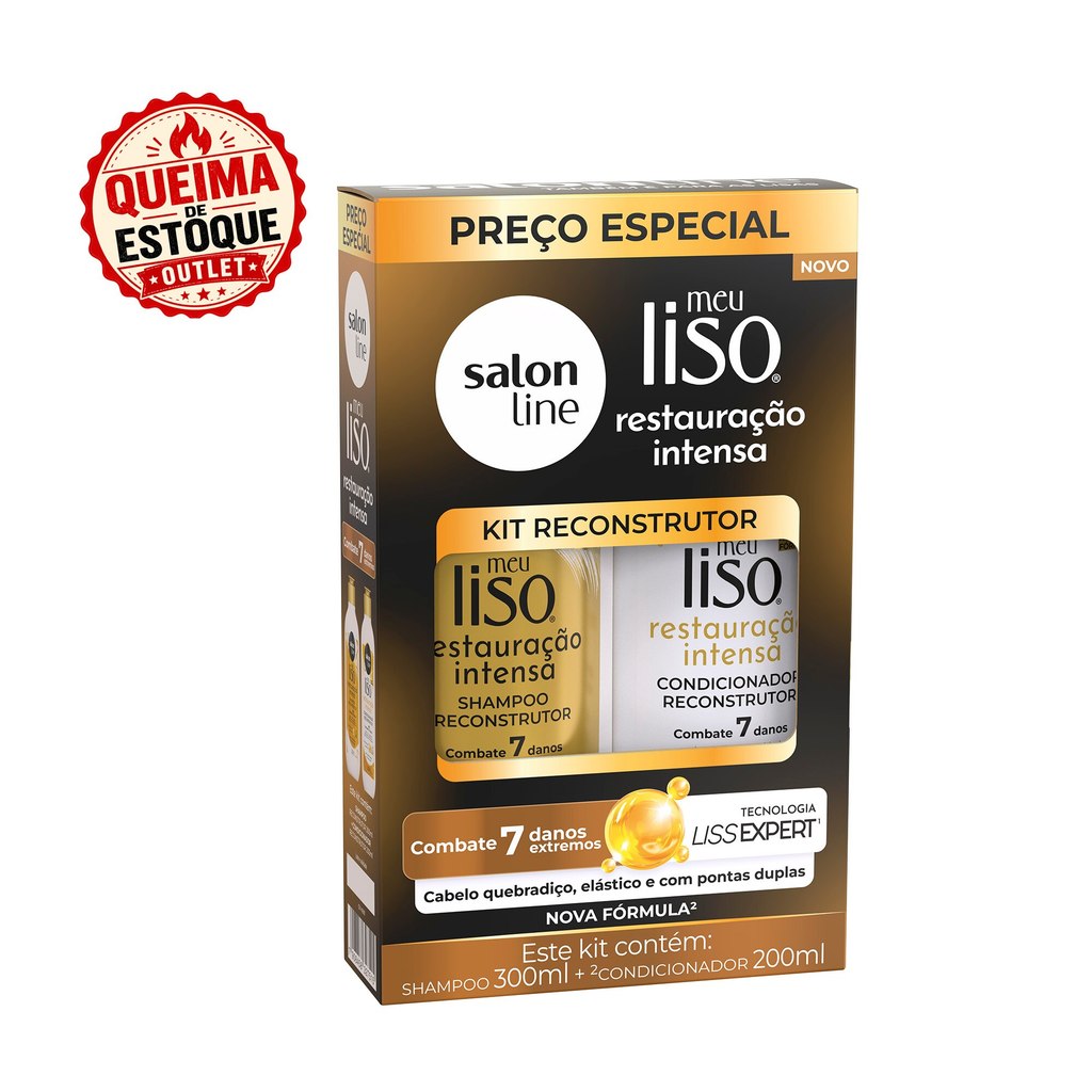 Kit Shampoo 300ml + Condicionador 200ml  Meu Liso Restauração Intensa