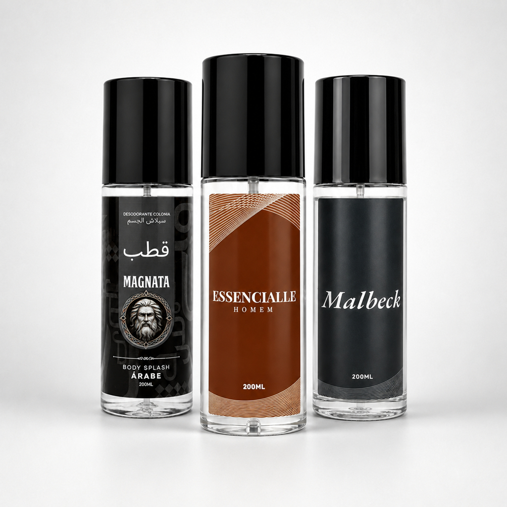Kit Tres Body Splash Masculino Malbeck + Essencialle + Magnata 200ml