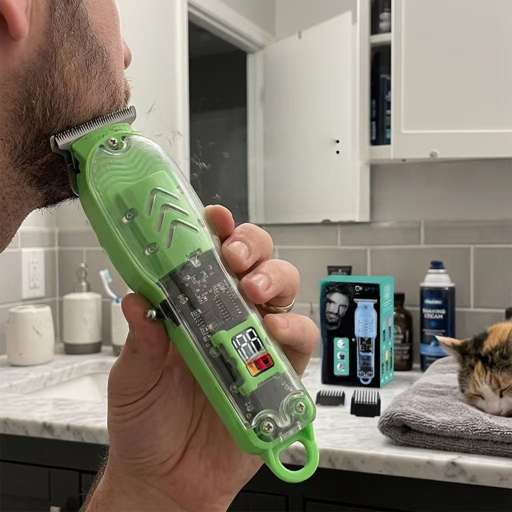 Máquina De Cortar Cabelo Profissional Sem Fio LCD Aparador Barba Recarregável USB Masculino
