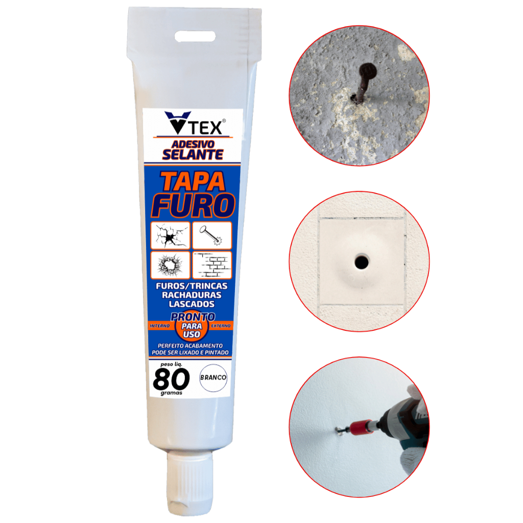 Massa Branca Conserta Repara TAPA FURO Parede Trincas Rachaduras Buraco 80GR - BRANCO VTEX